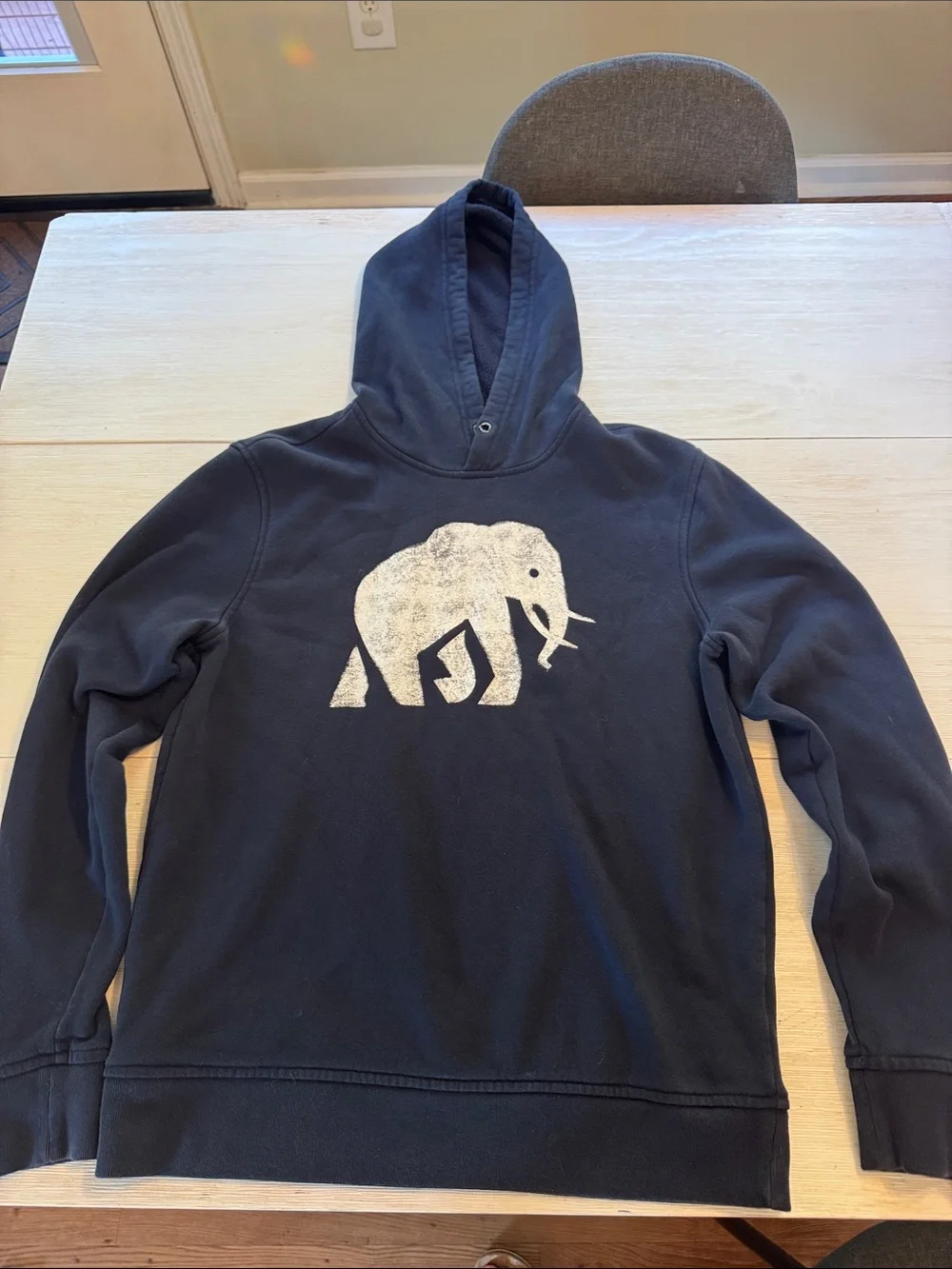 Banana Republic Navy Crewneck Hoodie with White Elephant Graphic